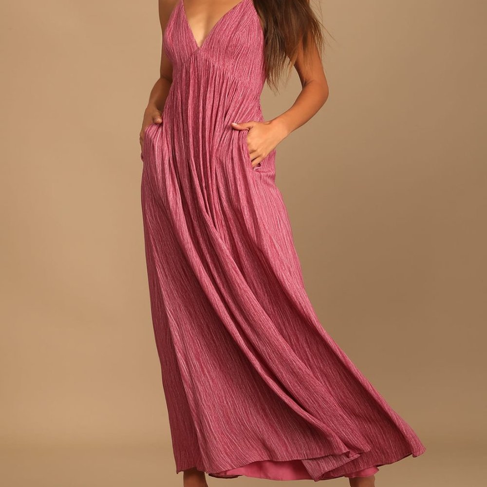 Beach Day Bliss Rose Sleeveless Maxi Dress (Lulu's)